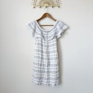 Alba Conde Off Shoulder Dress 40 Striped White Black